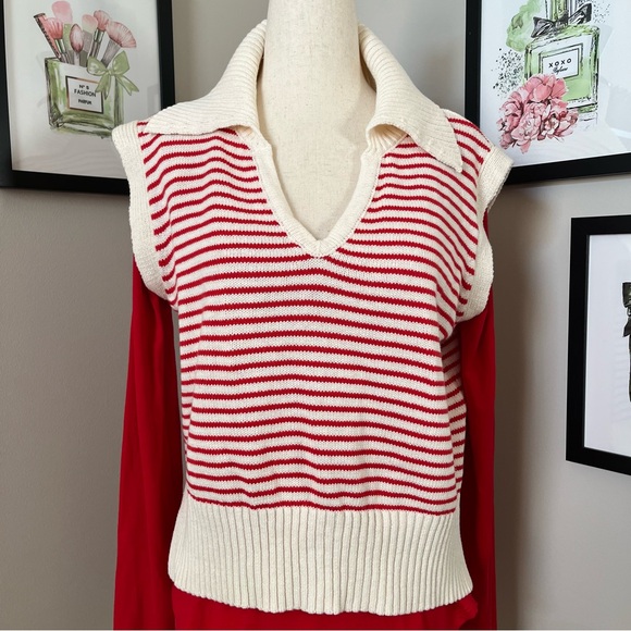 📍 NWT. Classic Collared V Neck Sweater Vest - Picture 7 of 14